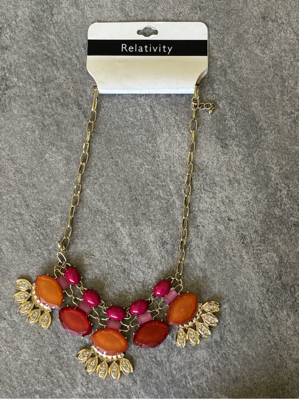 RELATIVITY Orange & Pink Gold-Tone Statement Necklace